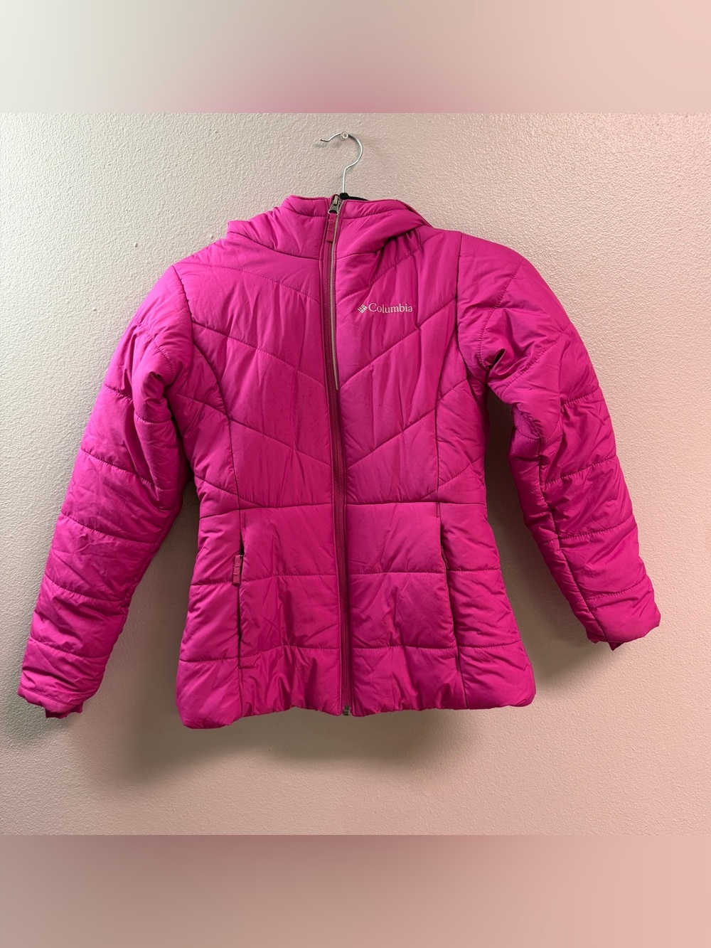 Columbia Girls' Medium Pink Insulated Hooded Jacket